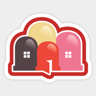 Light bulb and houses sticker logo icon. Energy power in the house idea concept. Real Estate logo design icon. Sticker